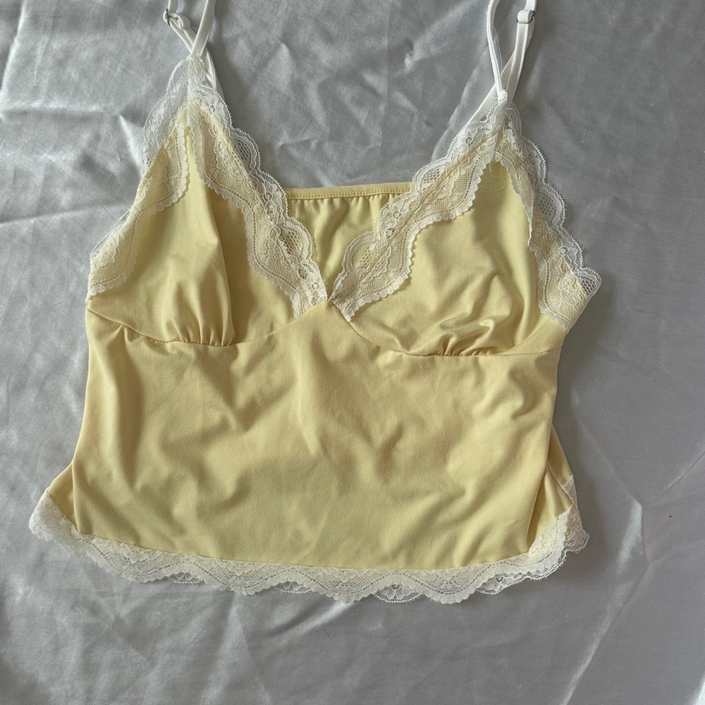 SHEIN Yellow Lace Trim Camisole